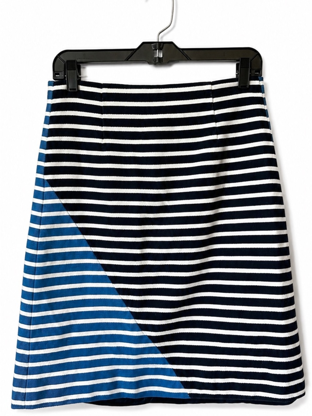 J. Crew Striped Midi Skirt Cotton Nautical Size 4‎ Blue Preppy Coastal Vacation